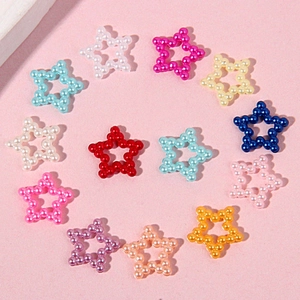 Star-shaped faux pearl hollow beads in assorted colors for DIY jewelry and phone cases
