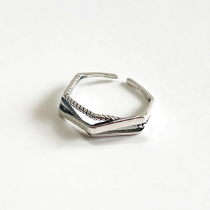 Minimalist 925 sterling silver heart woven multi-layer adjustable open ring for women