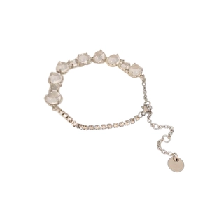 Elegant silver butterfly heart bracelet with cat eye stones and adjustable chain clasp