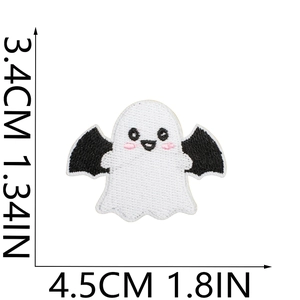 Detail of cute ghost embroidery patch for Halloween with precise size measurements