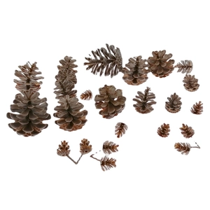 Realistic brown plastic pine cones set in various sizes for Christmas home table decoration