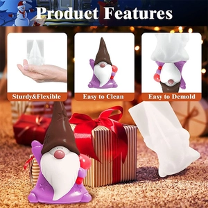 Detailed view of flexible silicone gnome mold for Christmas candle and soap diy making