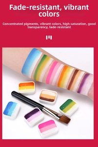Vibrant water-based face paint kit showing color saturation and professional brush strokes