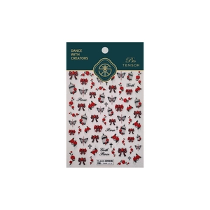 Gothic 3D embossed nail stickers with red roses and crosses on white background
