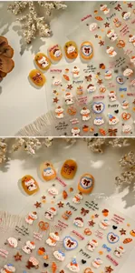 Detaillierte 3D-Relief-Nagelaufkleber mit niedlichen Comic-Welpen- und Schleifen-Designs