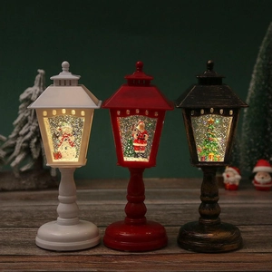 Christmas Snow Globe Lantern LED Light Glitter Water Filled Santa Claus Snowman Christmas Tree Desktop Decor Gift