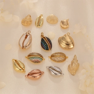 Shell Conch Charms Copper Gold Plated Cubic Zirconia Bohemian Hollow Pendants For DIY Jewelry Making Bracelets Necklaces