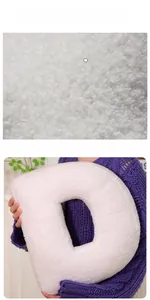 Detail of soft white letter D alphabet pillow made of high-quality teddy plush fabric