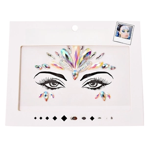 Holographic face crystal jewels on display card for makeup and party styling