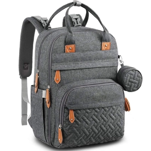 Diaper Bag Backpack Large Capacity Waterproof Polyester Baby Nappy Bag With Changing Pad Stroller Straps And Pacifier Case