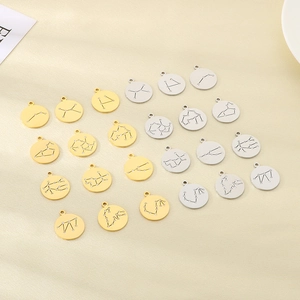 Polished 18K gold and silver zodiac constellation pendants with rhinestone accents