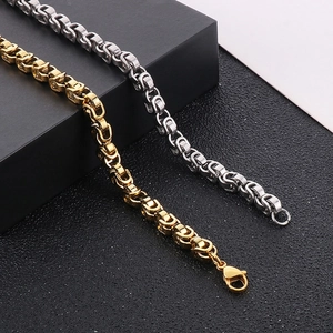 Bracelet byzantin épais en acier inoxydable doré et argenté pour hommes et femmes