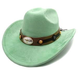 Western Cowboy Hat Suede Wide Brim With Leather Band Metal Bull Head Buckle Ethnic Style Outdoor Travel Sunshade Men Women