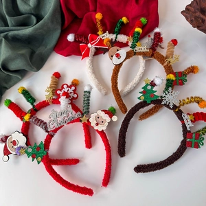 Cute Christmas headbands with plush Reindeer antler and Christmas tree festive designs