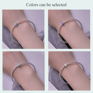Close-up of 925 sterling silver mesh bracelets with colorful silicone spacer bead options