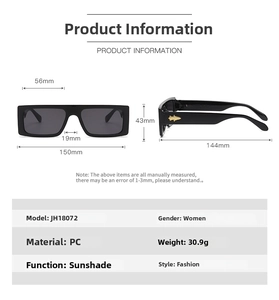 Detailed measurement guide for 2024 trendy oversized sunglasses with 150mm frame width
