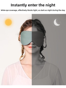 Detail showing side-by-side day and night contrast of high-coverage blackout sleep mask