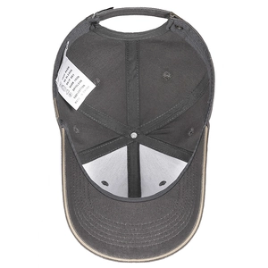 Innenansicht der dunkelgrauen Baumwoll-Baseballkappe mit verstellbarem Metallverschluss