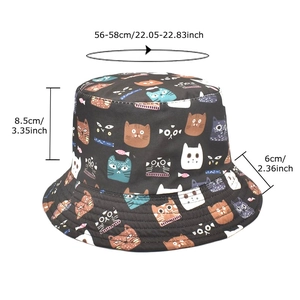 Chapeau bob réversible avec motif de chat pour la protection solaire extérieure