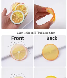 Detailed size view of PVC artificial lemon slices with 5.5cm diameter and 0.4cm thickness