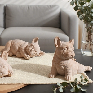 Sculptures de bouledogue français en résine au style minimaliste pour décoration maison