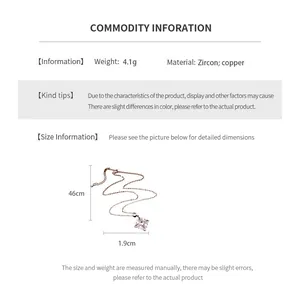 Detailed size specifications for French zircon flower pendant necklace in rose gold finish