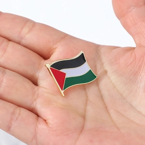 Palestine flag metal lapel pin with black white green and red enamel colors
