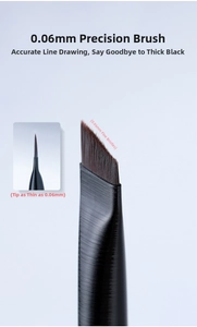 Macro shot of 0.06mm ultra-thin angled blade brush for eyeliner and eyebrow makeup