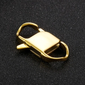 Polished gold stainless steel Cuban link buckle for jewelry making and necklace crafts