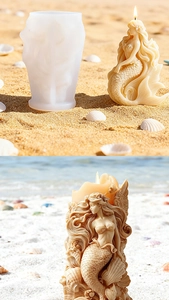 Dettaglio dello stampo in silicone a sirena 3D con finiture di squame e onde intricate