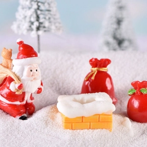 Miniature Christmas Santa Claus with chimney and gift bags set for festive landscape decor