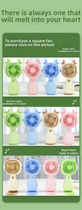 Mini ventilatore USB portatile con design a orecchie di cervo, mucca e orso in vari colori