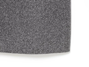 Macro shot of high-quality dark gray wool blend fabric showing rich fiber textures