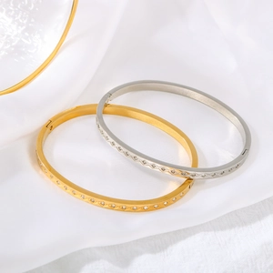 Bracciali sottili in acciaio inossidabile oro 18K e argento con diamanti a rombi su seta