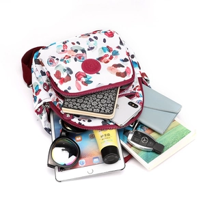 Lightweight nylon backpack with colorful abstract prints and spacious multi-pocket storage