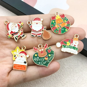 DIY Christmas alloy charms featuring Santa, reindeer, and Merry Christmas oil drip designs