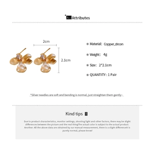 Detailed size specifications of zircon flower stud earrings with copper base material
