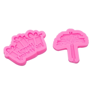 Moules en silicone rose Happy Birthday pour décorations de gâteaux et chocolats