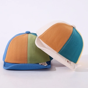 Colorful patchwork soft brim baby baseball caps for sun protection and style