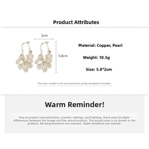 Spécifications de taille pour boucles d'oreilles perles montrant dimensions 5,8x2cm