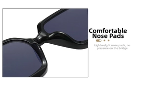 Detail of integrated nose pads on black oversized sunglasses for enhanced comfort