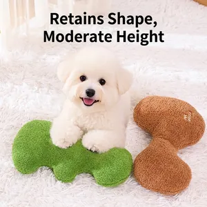 Pet Pillow Geometric Wave Shape Teddy Velvet Soft Cushion For Dogs Cats Sleeping Puppy Calming Squeaky Toy Neck Support