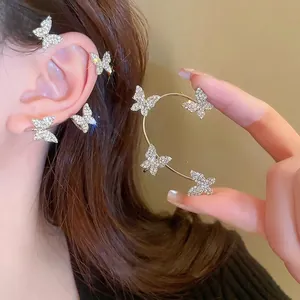 Butterfly Ear Cuff Alloy Rhinestone Non Piercing Wrapping Ear Crawler Minimalist Jewelry For Women Right Ear