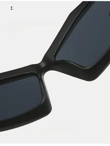 Macro shot of comfortable integrated nose pads on black matte futuristic cat eye sunglasses
