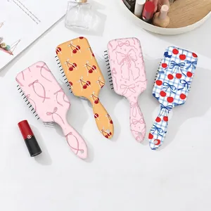 Air Cushion Hairbrush ABS Detangling Massage Hair Comb Cartoon Bow Knot Cherry Pattern Cute Portable For Girls Women