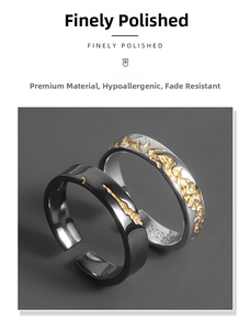Macro shot of S925 silver ring featuring gold embossed patterns and a finely polished surface