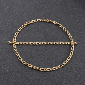 Golden titanium steel hip-hop snake texture chain necklace and bracelet with lobster clasps