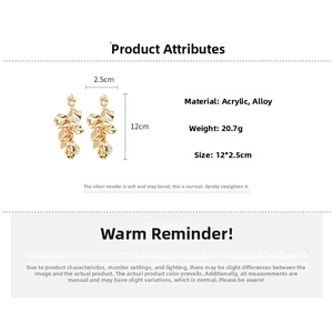 Detailed view of long acrylic petal tassel earrings with dimensions 12cm by 2.5cm