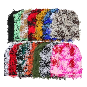 Distressed Fringe Balaclava Acrylic Knit Hat Street Punk Shredded Winter Warm For Men Women