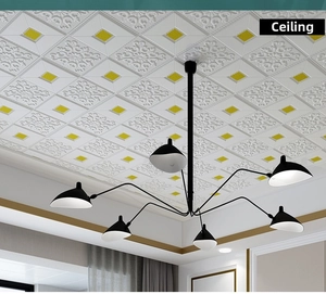 3D embossed waterproof ceiling tile with white and yellow foam floral texture detail